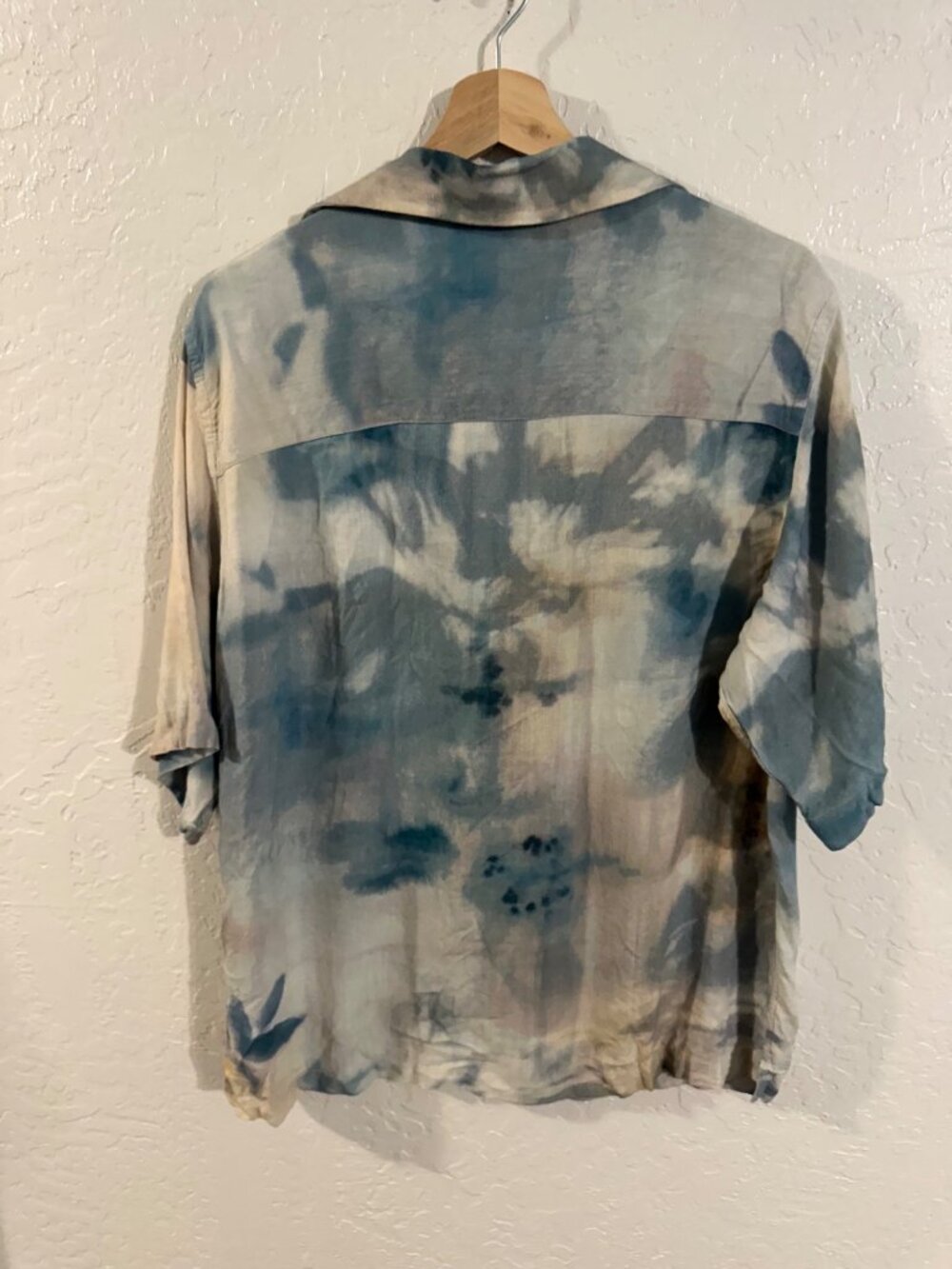 Zara Blue Abstract Tie Dye Button Front Casual Summer Shirt - Picture 11 of 11